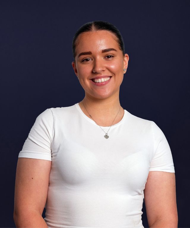 A woman smiling