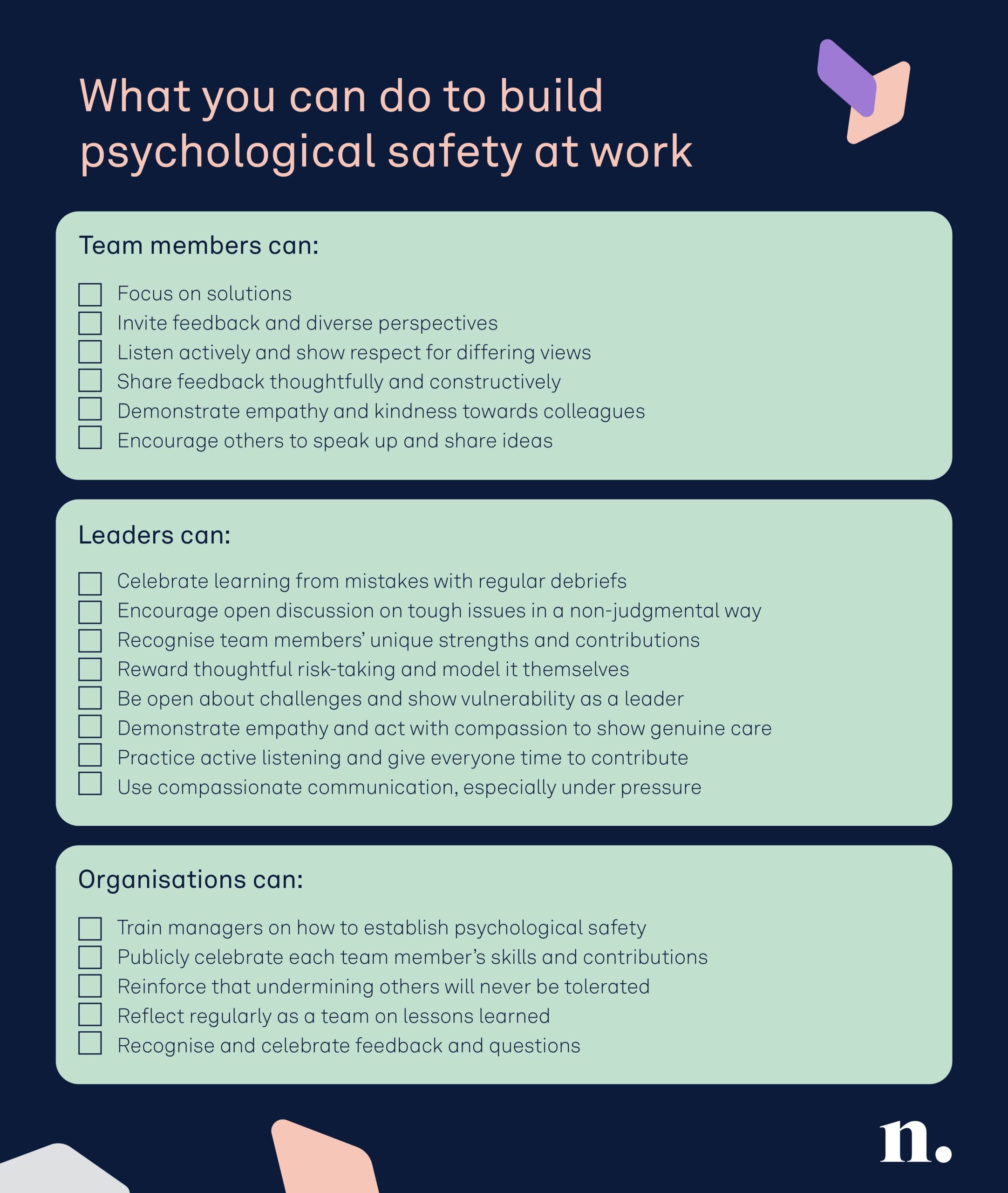 What you can do to build psychological safety at work - N Family Club