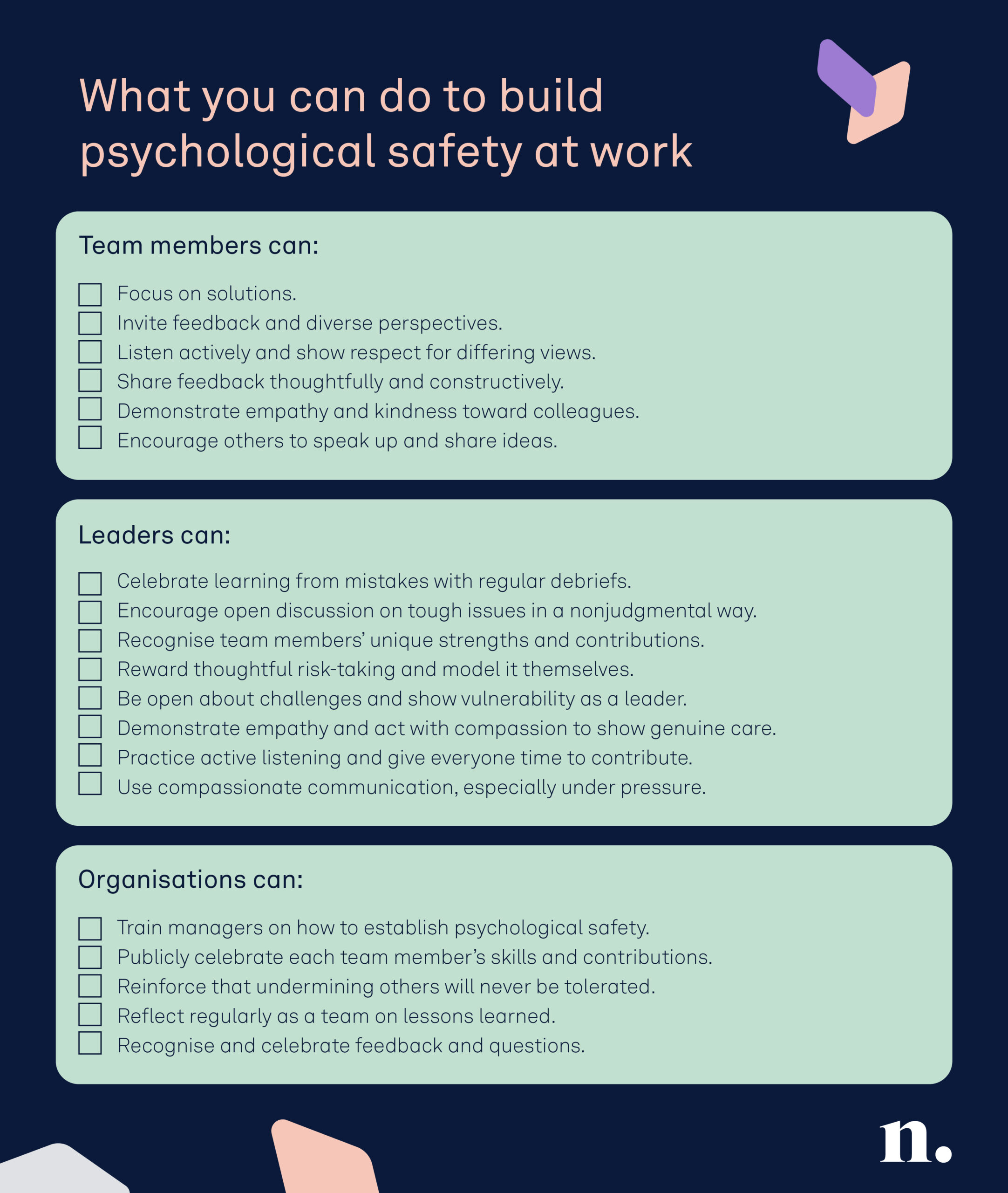 What you can do to build psychological safety at work - N Family Club